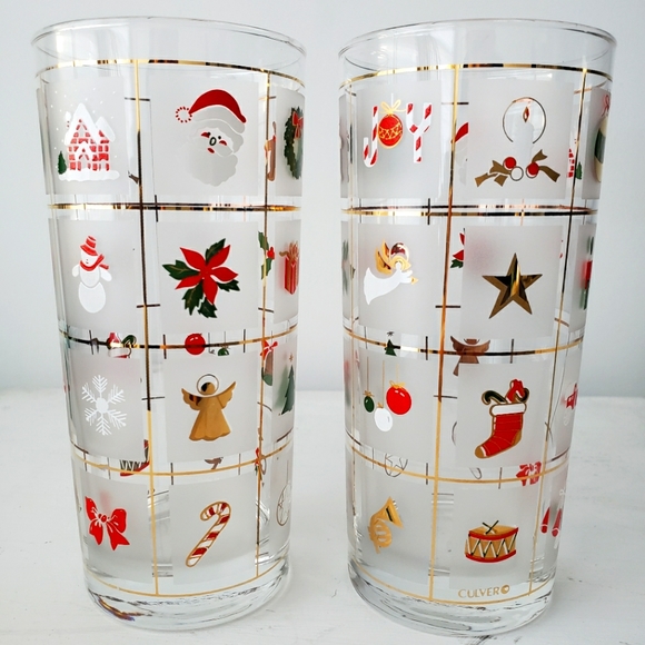 Culver Christmas Potpourri High Ball Glasses, set of 4 - Picture 2 of 7